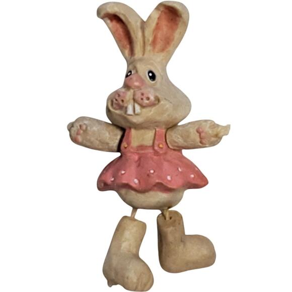 Vtg Resin Articulated Easter Bunny Pin Cute 1.25" Unsigned - Picture 1 of 3